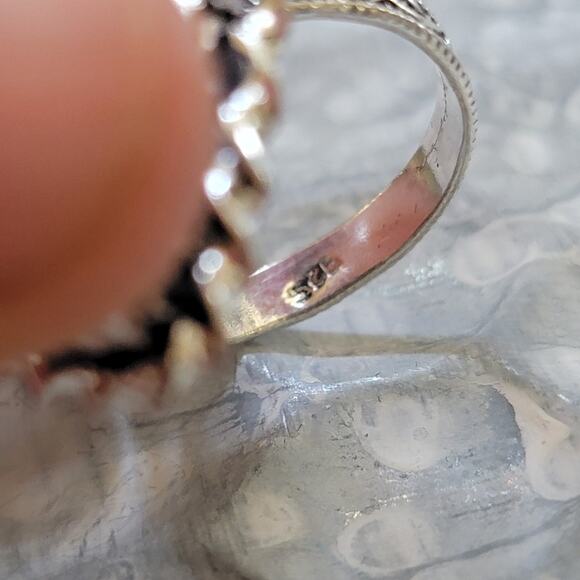 Black and Gold Stone Statement rings, 1.16 Inch Stone, Size 8.5 - Picture 4 of 10